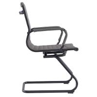 Kit 2 Cadeiras Escritóriomanhattan Black Esteirinha Diretor Fratini Em Pu Cinza Base Fixa Preto