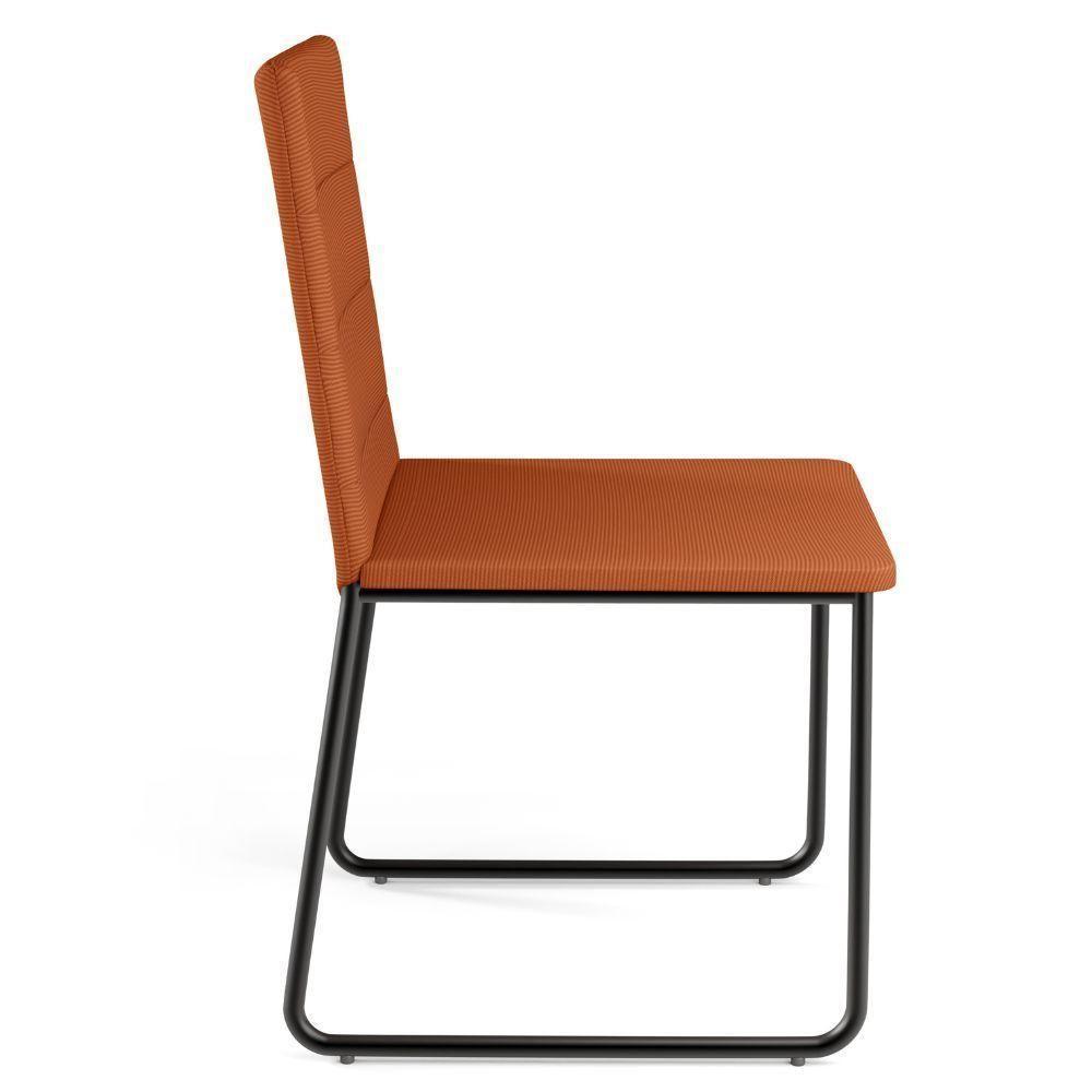 Kit 04 Cadeiras Decorativa Estofada Para Sala De Jantar Preto Maya L02 Tecido Terracota - Lyam Decor - 8