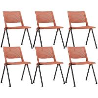 Kit 06 Cadeiras Empilhável Fixa Lift F02 Base Aço Preto Laranja - Lyam Decor - 1