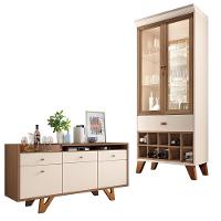 Conjunto Cristaleira Adega E Buffet Aparador Mdp/mdf Andorra/noeli Off White/castanho G26 - Gran Belo - 1