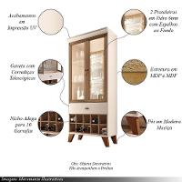Conjunto Cristaleira Adega E Buffet Aparador Mdp/mdf Andorra/noeli Off White/castanho G26 - Gran Belo - 6