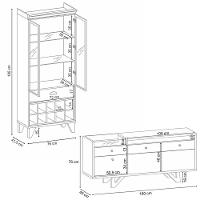 Conjunto Cristaleira Adega E Buffet Aparador Mdp/mdf Andorra/noeli Off White/castanho G26 - Gran Belo - 7