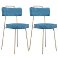 Kit 02 Cadeiras Decorativas Estofada Sala Jantar Barcelona Arena L02 Linho Azul - Lyam - 1