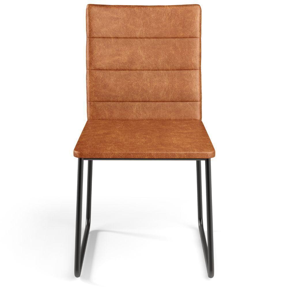 Kit 02 Cadeiras Decorativa Estofada Para Sala De Jantar Preto Maya L02 Couríssimo Camel - Lyam Decor - 6