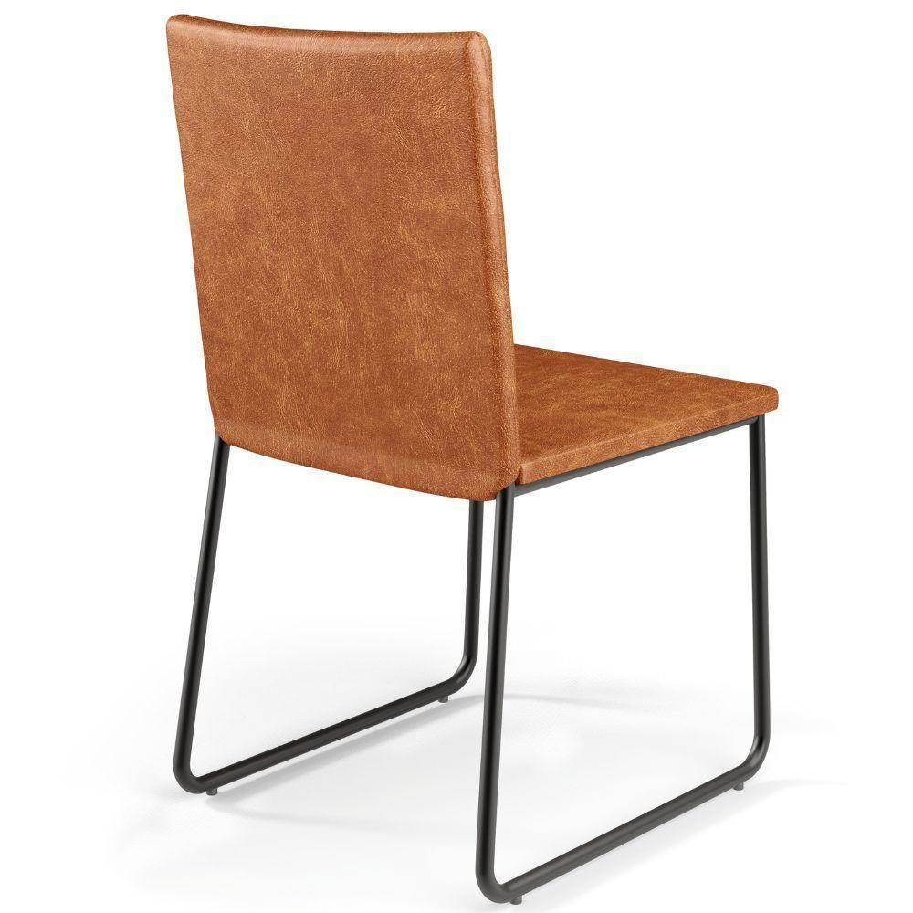 Kit 02 Cadeiras Decorativa Estofada Para Sala De Jantar Preto Maya L02 Couríssimo Camel - Lyam Decor - 8