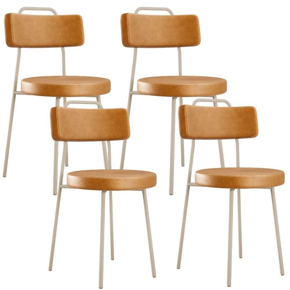 Kit 04 Cadeiras Decorativas Estofada Sala Jantar Barcelona Arena L02 Couríssimo Whisky - Lyam - 1