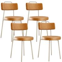 Kit 04 Cadeiras Decorativas Estofada Sala Jantar Barcelona Arena L02 Couríssimo Whisky - Lyam - 1