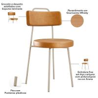 Kit 04 Cadeiras Decorativas Estofada Sala Jantar Barcelona Arena L02 Couríssimo Whisky - Lyam