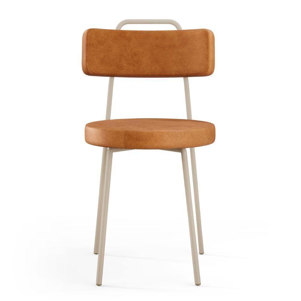 Kit 06 Cadeiras Decorativas Estofada Sala Jantar Barcelona Arena L02 Couríssimo Canela - Lyam - 6