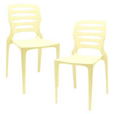 Kit 02 Cadeiras Para Cozinha Área Gourmet Jardim Empilhável Larsen P03 Amarelo - Lyam Decor