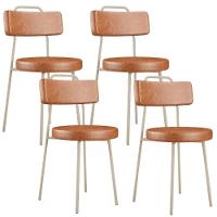 Kit 04 Cadeiras Decorativas Estofada Sala Jantar Barcelona Arena L02 Couríssimo Camel - Lyam - 1