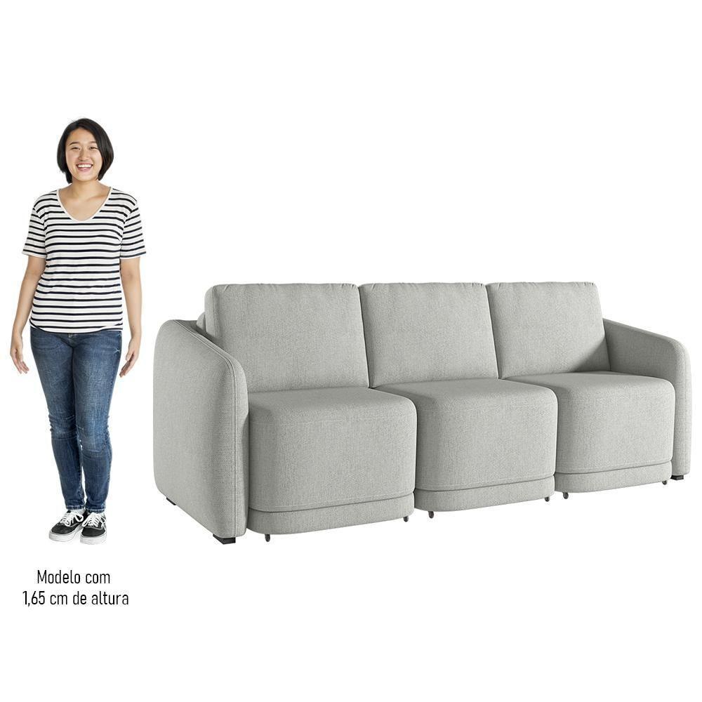 Sofá Cama Casal Para Sala 246cm Polska K04 Linho Cinza - Mpozenato - 5
