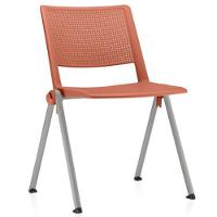 Kit 04 Cadeiras Empilhável Fixa Lift F02 Base Aço Cinza Laranja - Lyam Decor - 2