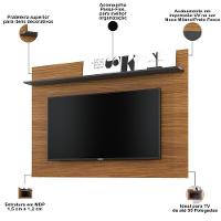 Rack Para Sala Com Painel Para Tv 55 Pol Raya C04 Noce Milano Preto Fosco - Lyam Decor - 2