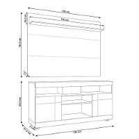 Rack Para Sala Com Painel Para Tv 55 Pol Raya C04 Noce Milano Preto Fosco - Lyam Decor - 7