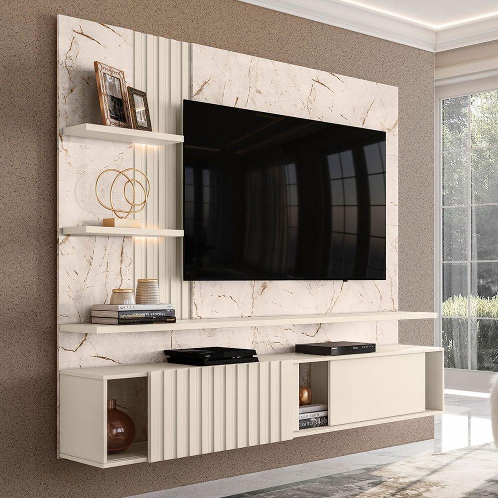 Painel Suspenso Para Tv 65 Polegadas Com 3 Portas Atenis Calacata/off White - 3