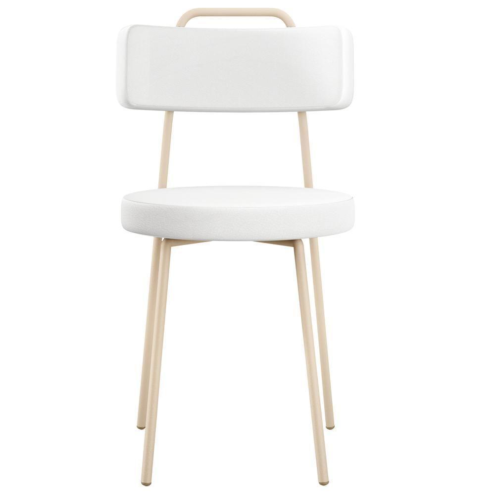 Kit 06 Cadeiras Decorativas Estofada Sala Jantar Barcelona Arena L02 Facto Branco - Lyam - 4