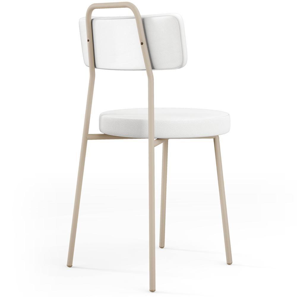 Kit 06 Cadeiras Decorativas Estofada Sala Jantar Barcelona Arena L02 Facto Branco - Lyam - 6