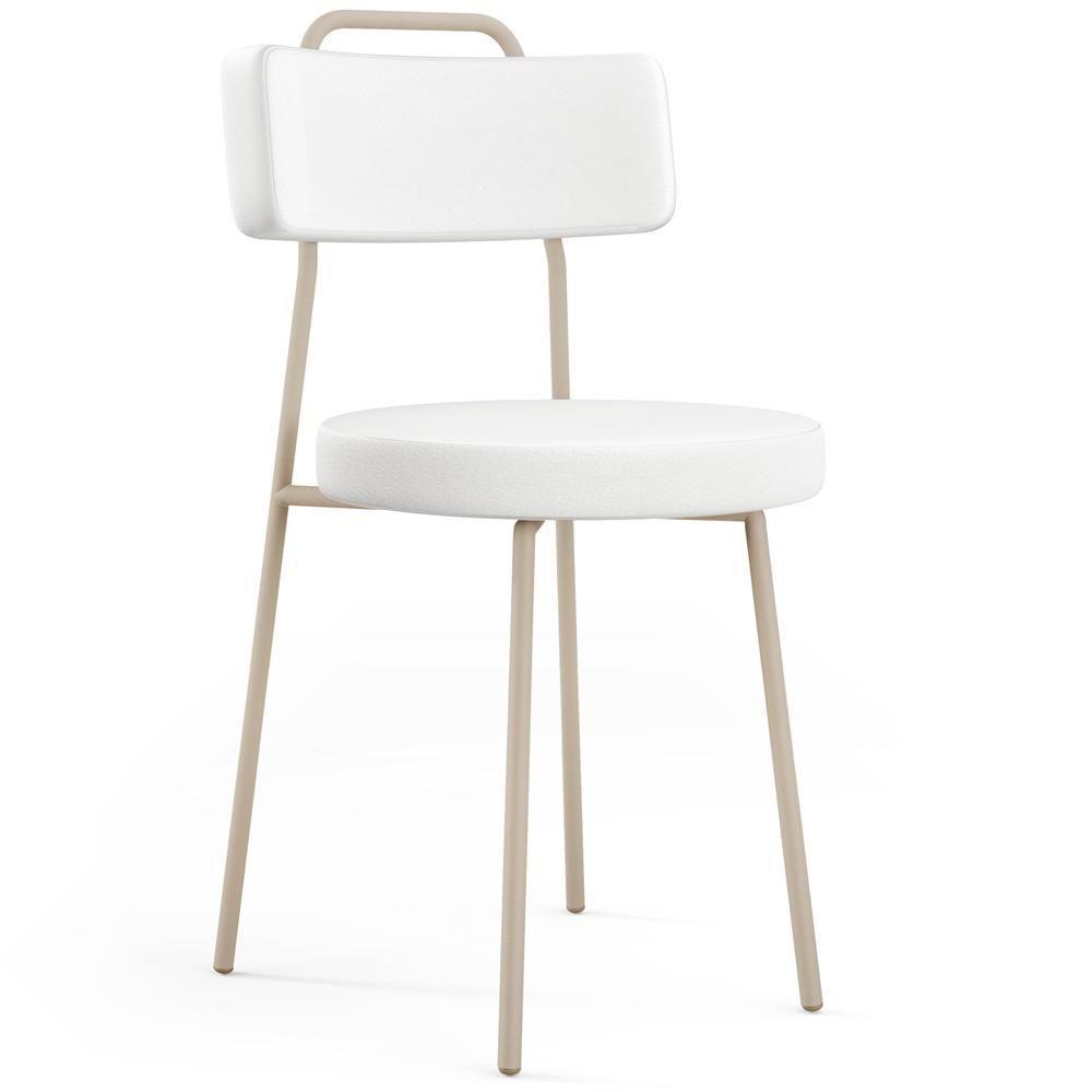 Kit 06 Cadeiras Decorativas Estofada Sala Jantar Barcelona Arena L02 Facto Branco - Lyam - 7