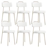 Kit 06 Cadeiras Decorativas Estofada Sala Jantar Barcelona Arena L02 Facto Branco - Lyam - 1