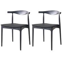 Kit 2 Cadeiras Cora Rivatti Em Polipropileno Preto E Assento Estofado Em Pu Preto - 1