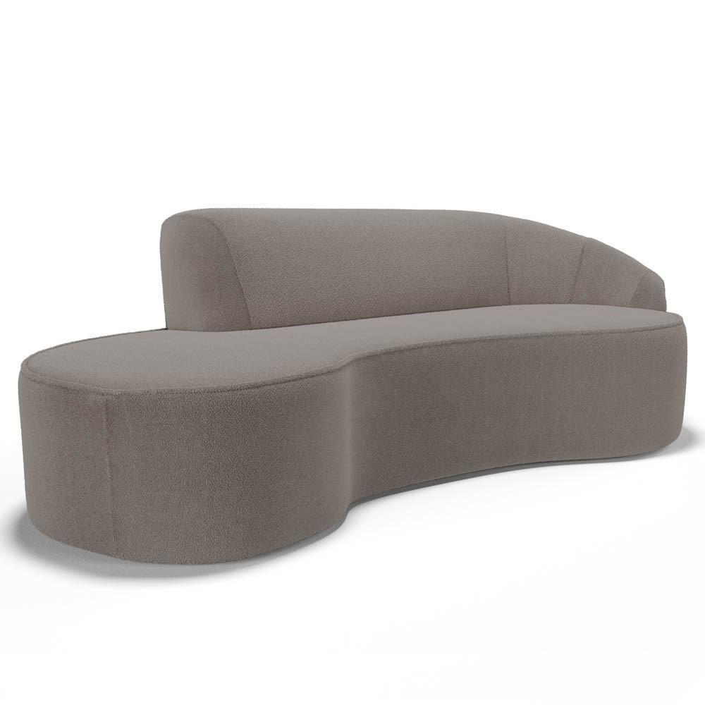 Sofá Living 3 Lugares 260cm Braço Direito Mozart D06 Bouclê Bege Escuro - Mpozenato - 1