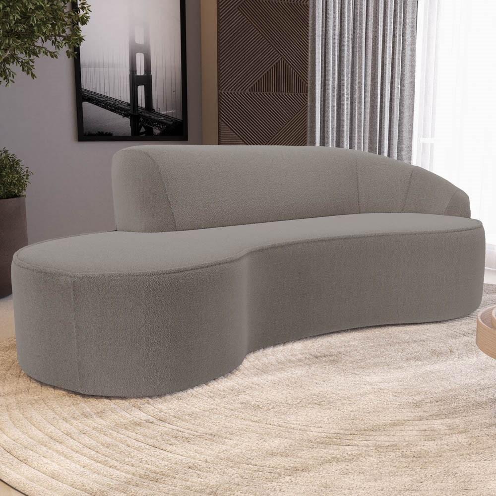 Sofá Living 3 Lugares 260cm Braço Direito Mozart D06 Bouclê Bege Escuro - Mpozenato - 4