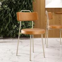 Kit 02 Cadeiras Decorativas Estofada Sala Jantar Barcelona Arena L02 Couríssimo Whisky - Lyam - 2