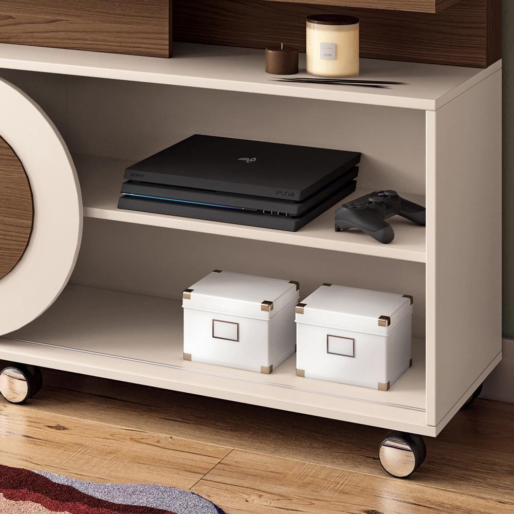 Estante Painel Para Tv 55 Pol 136cm 1 Porta Mars B01 Castanho Off White - Lyam Decor - 6