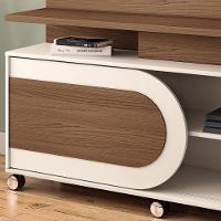 Estante Painel Para Tv 55 Pol 136cm 1 Porta Mars B01 Castanho Off White - Lyam Decor - 5