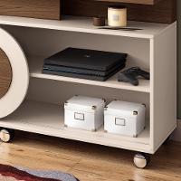 Estante Painel Para Tv 55 Pol 136cm 1 Porta Mars B01 Castanho Off White - Lyam Decor - 6