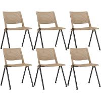 Kit 06 Cadeiras Empilhável Fixa Lift F02 Base Aço Preto Nude - Lyam Decor - 1