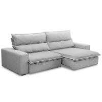 Sofá Retrátil Reclinável Para Sala 3 Lugares 210cm Senzi F04 Linho Cinza - Lyam Decor - 1