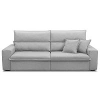 Sofá Retrátil Reclinável Para Sala 3 Lugares 210cm Senzi F04 Linho Cinza - Lyam Decor - 2