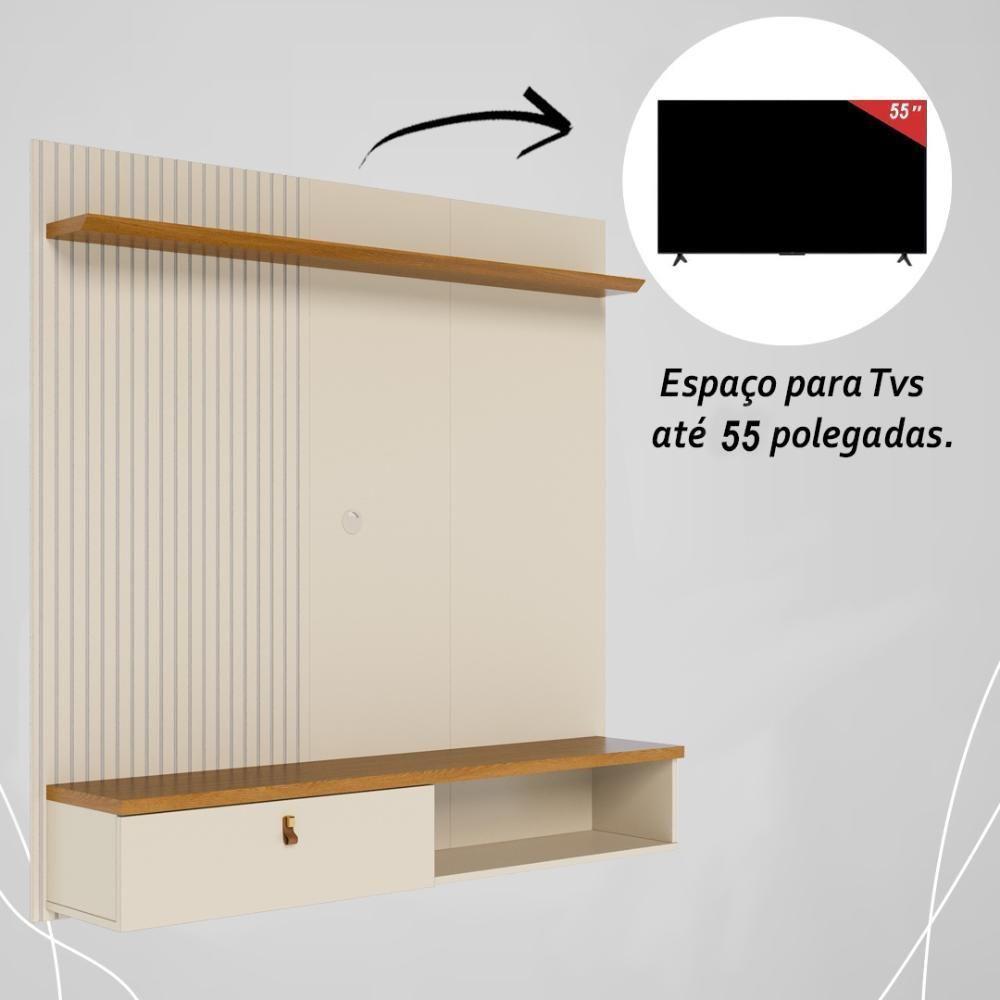 Painel Bancada Suspensa 1 Porta Tvs Até 55 Polegadas íris - Cinamomo-off White - 4