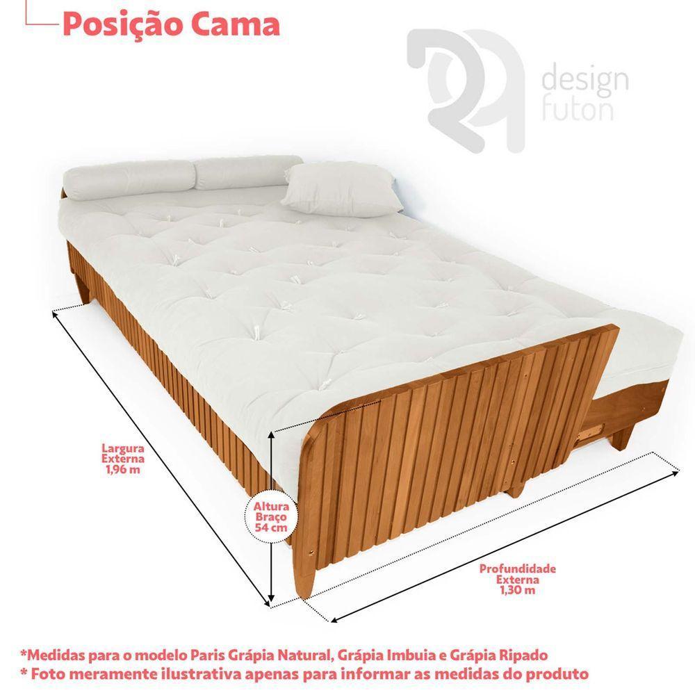 Sofá Cama Paris Ii Ripado Acquablock Madeira Maciça Natural - 4