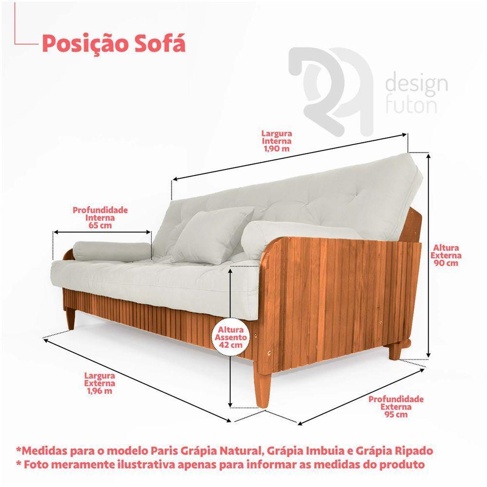 Sofá Cama Paris Ii Ripado Acquablock Madeira Maciça Natural - 5