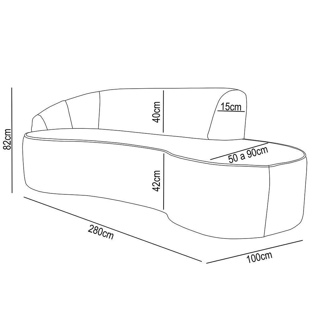 Sofá Living 4 Lugares 280cm Braço Esquerdo Mozart D06 Sintético Bege - Mpozenato - 4