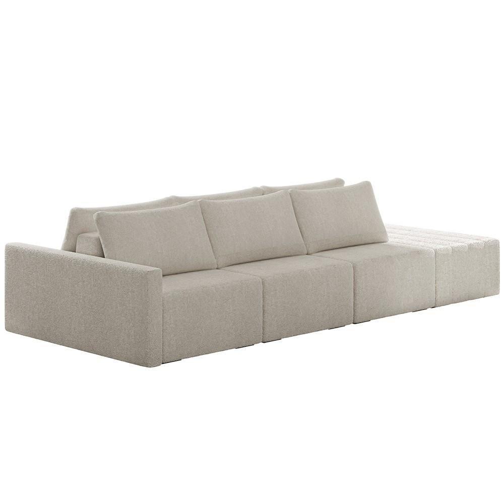 Sofá Ilha Modular Com Puff Para Sala Living 312cm Georgia K04 Bouclê Bege - Mpozenato - 1