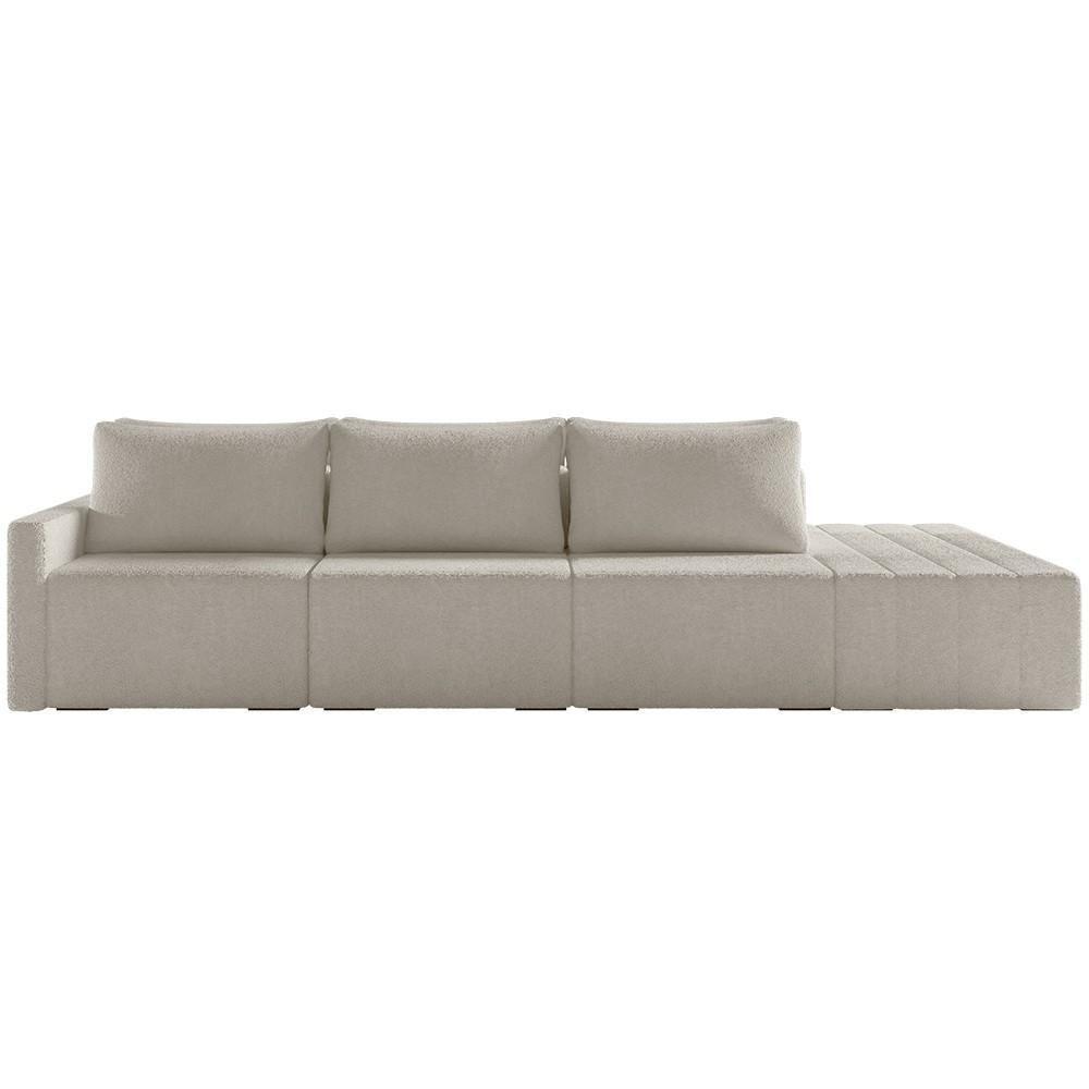 Sofá Ilha Modular Com Puff Para Sala Living 312cm Georgia K04 Bouclê Bege - Mpozenato - 7