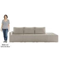 Sofá Ilha Modular Com Puff Para Sala Living 312cm Georgia K04 Bouclê Bege - Mpozenato - 5