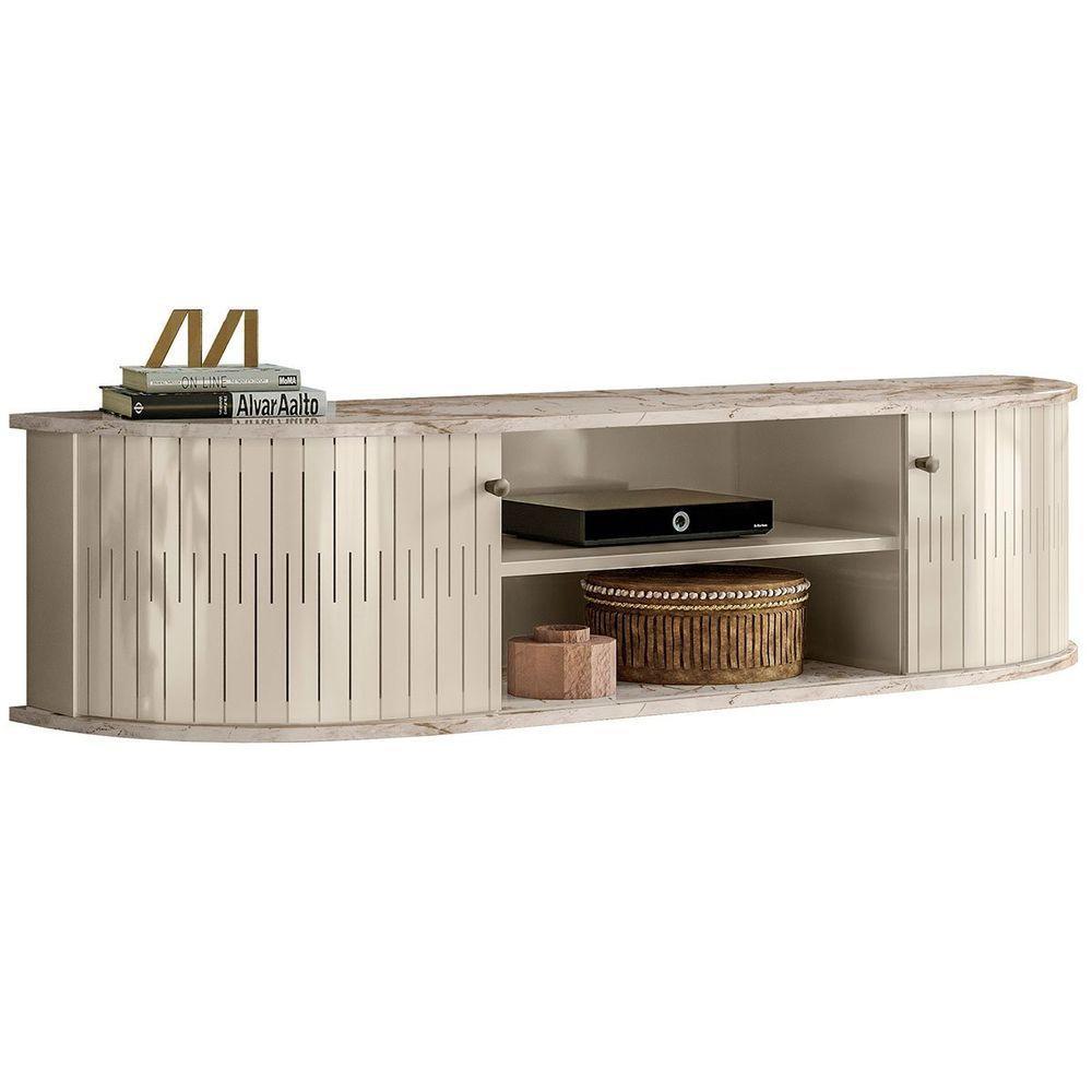 Home Suspenso Para Tv 65 Polegadas 2 Portas New Cassino Calacata/off White - 4