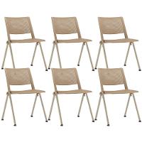 Kit 06 Cadeiras Empilhável Fixa Lift F02 Base Aço Nude - Lyam Decor - 1