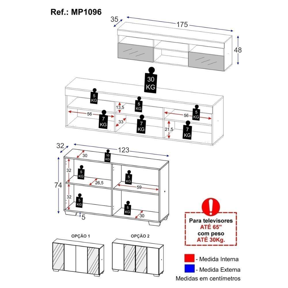 Rack Para Tv Até 65 Polegadas 2 Portas Com Aparador 4 Portas E Espelhos Multimóveis Mp1096 Preto - 6
