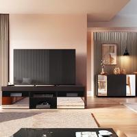 Rack Para Tv Até 65 Polegadas 2 Portas Com Aparador 4 Portas E Espelhos Multimóveis Mp1096 Preto - 1