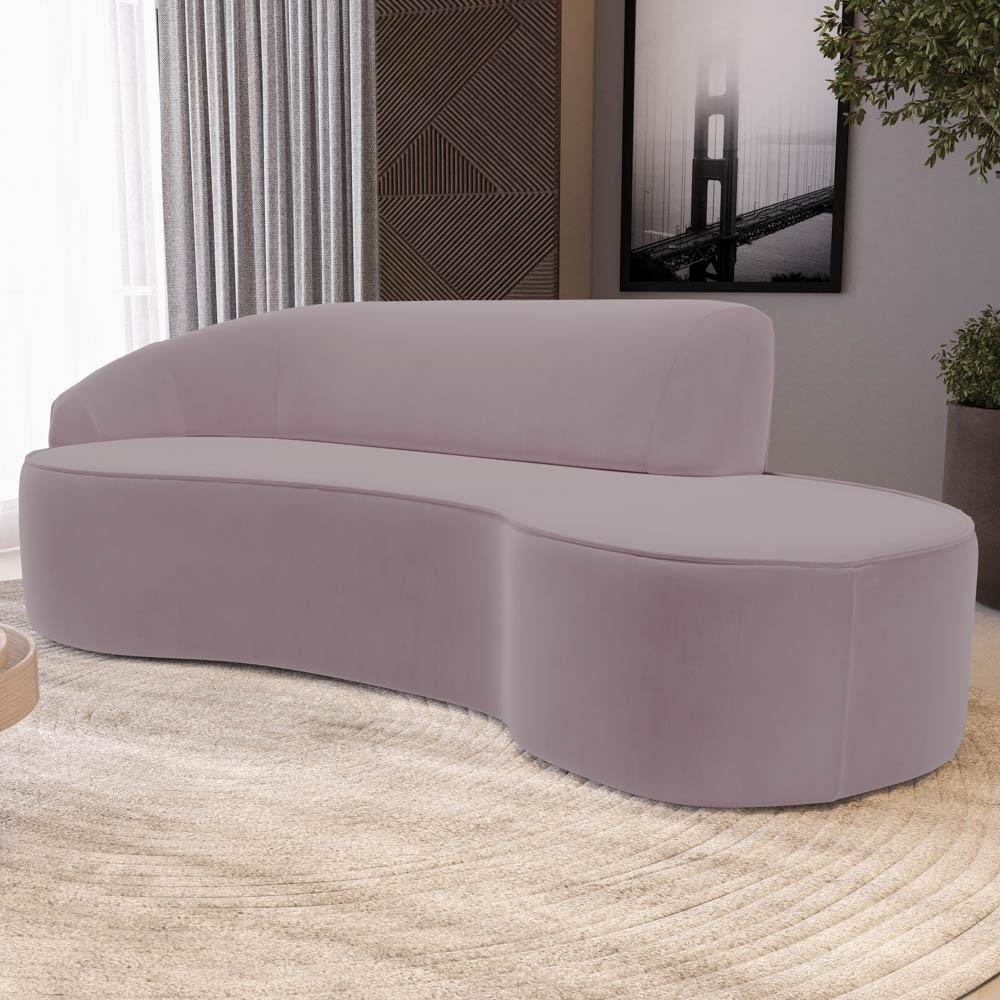 Sofá Living 3 Lugares 260cm Braço Esquerdo Mozart D06 Veludo Rosê - Mpozenato - 5