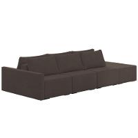 Sofá Ilha Modular Com Puff Para Sala Living 312cm Georgia K04 Veludo Marrom - Mpozenato - 1