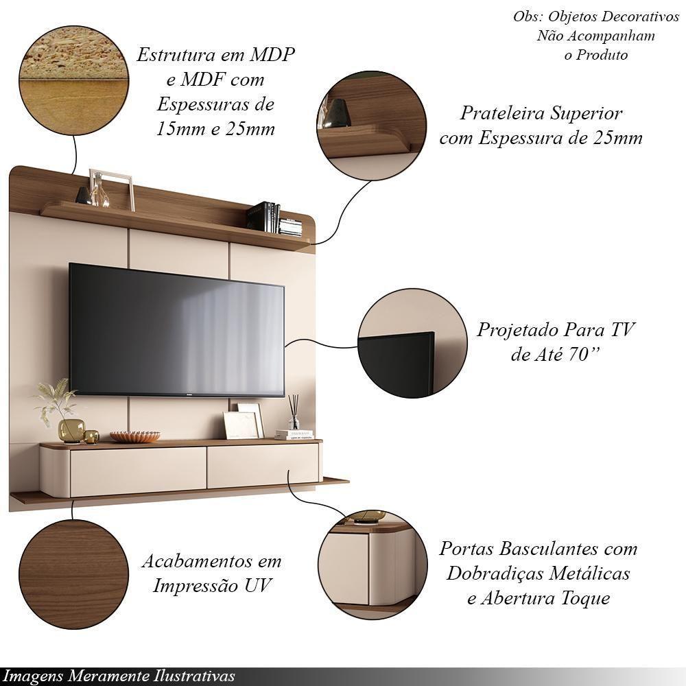 Home Painel Decorativo Suspenso Messier Para Tv Até 70 Polegadas Off White/castanho G26 - Gran Belo - 3