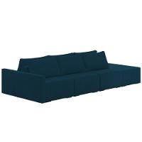 Sofá Ilha Modular Com Puff Para Sala Living 342cm Georgia K04 Veludo Azul - Mpozenato - 1