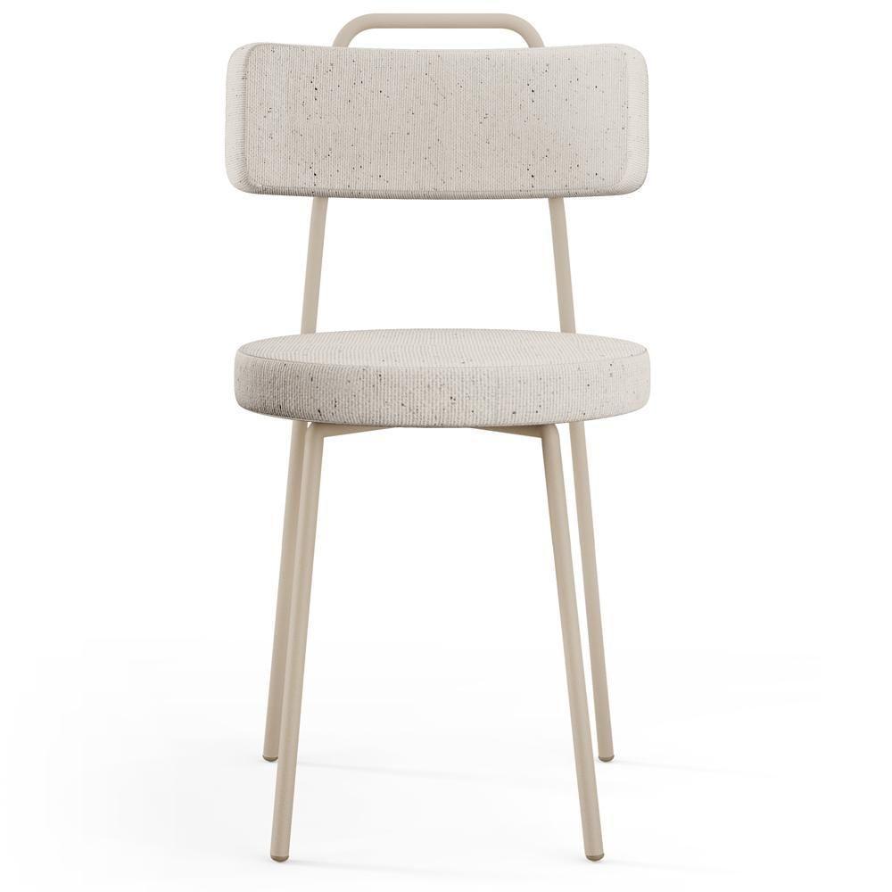 Kit 04 Cadeiras Decorativas Estofada Sala Jantar Barcelona Arena L02 Linho Cru - Lyam - 3